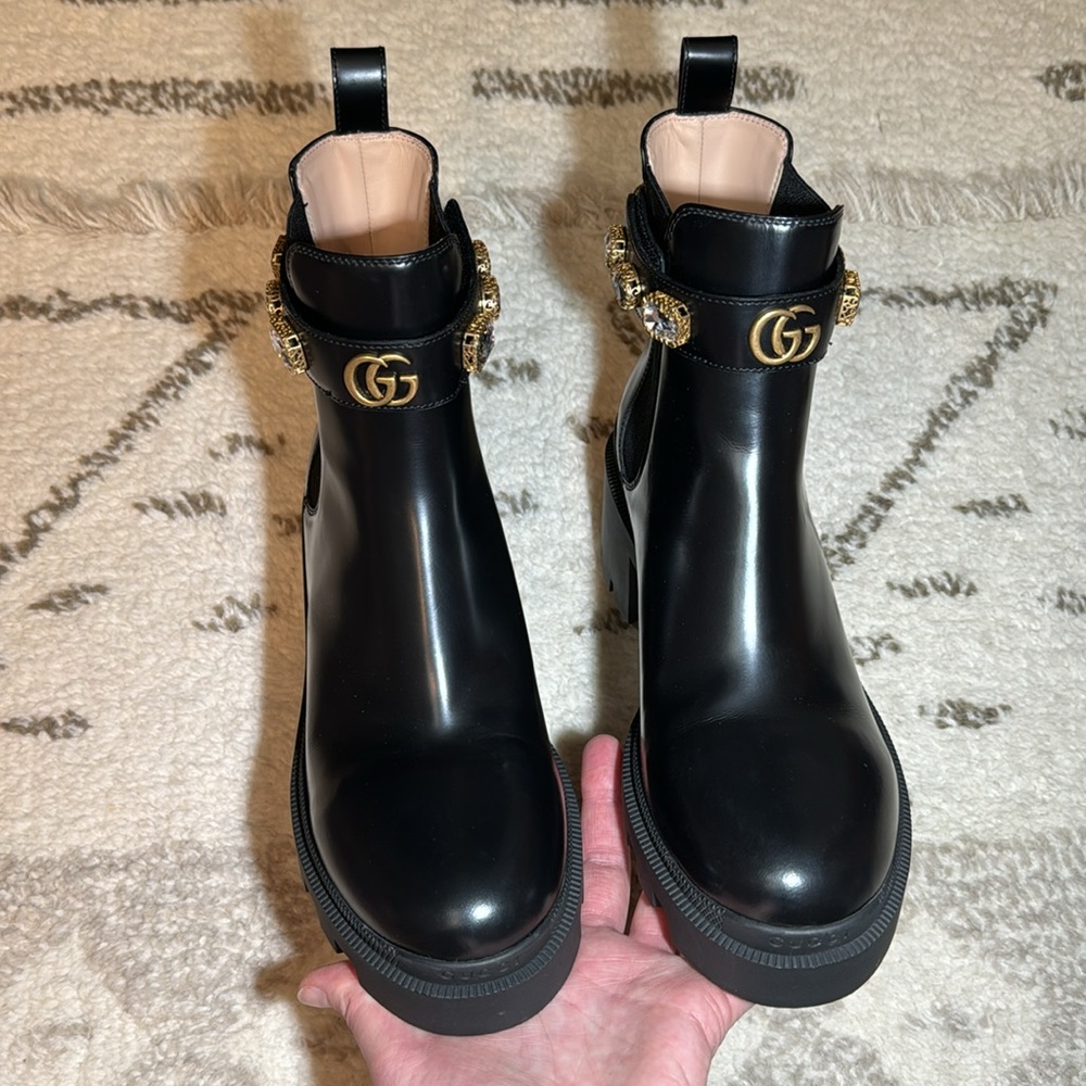 Gucci Trip Embellished Block Heel Chelsea Boots - Picture 10 of 15